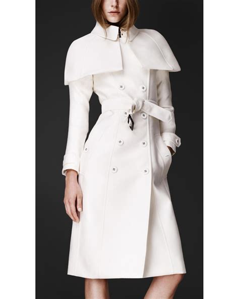 Burberry Prorsum White Double Duchess Caped Trench Coat